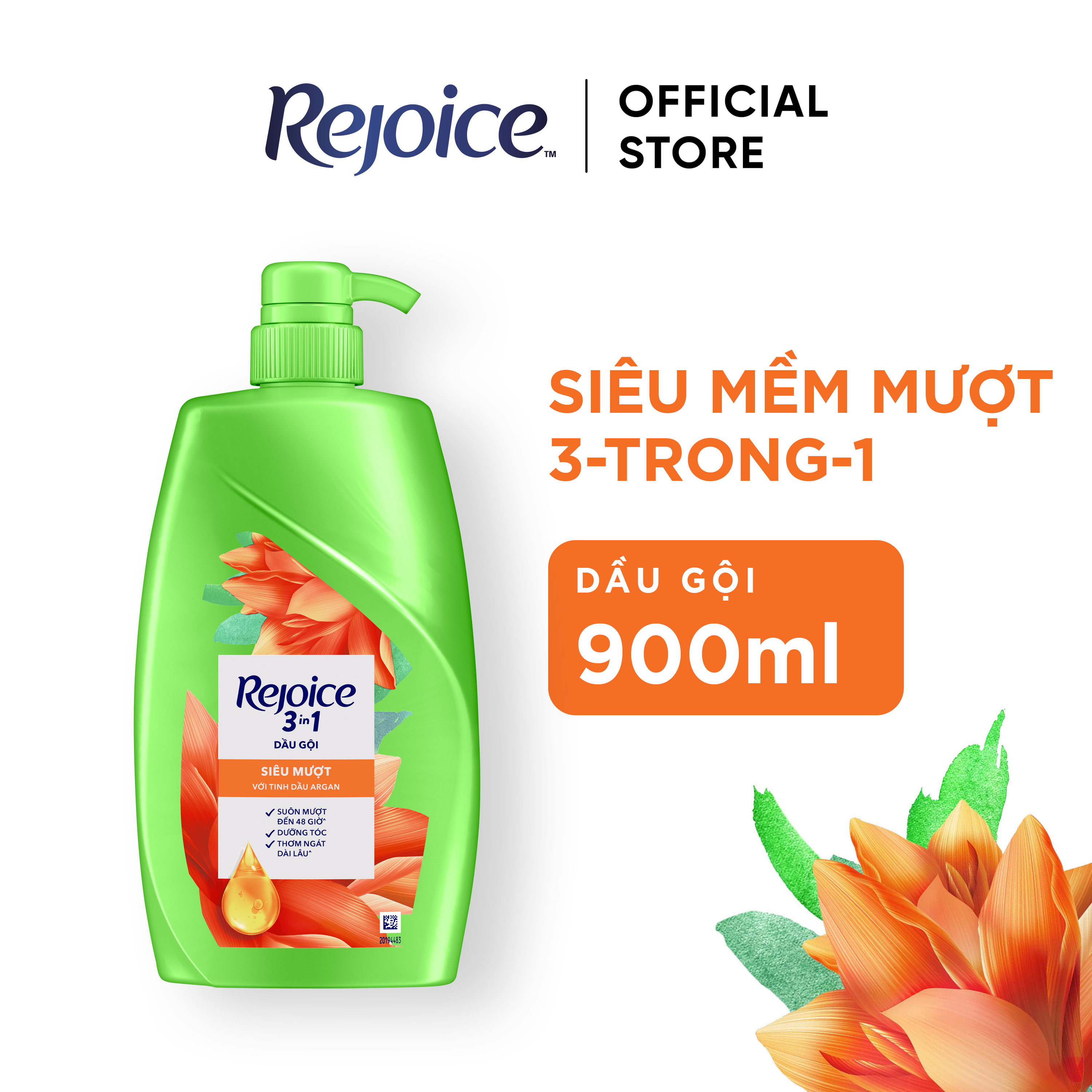 Dầu Gội REJOICE Siêu Mượt / Hoa Hồng Jeju/ Giảm Ngứa Da Đầu/ Nước Hoa Mẫu Đơn - Chai 900ML