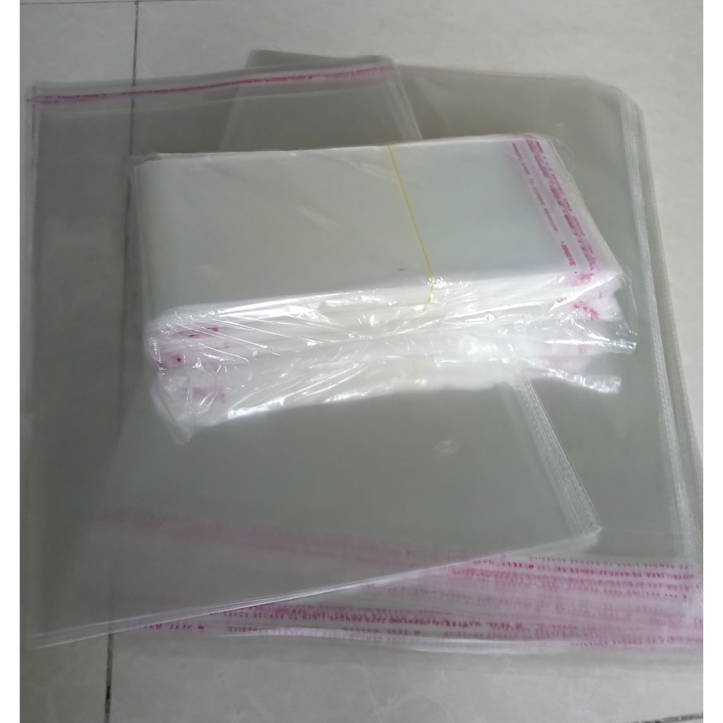 [Sale Lớn] 1 kg túi bọc ni lông bóng kiếng size nhỏ có keo dán miệng - bao có nắp đựng hàng hóa bịch nilon lì xì hay trang sức - túi OPP nilong trong suốt bóng kính dán mép có nhiều kích thước