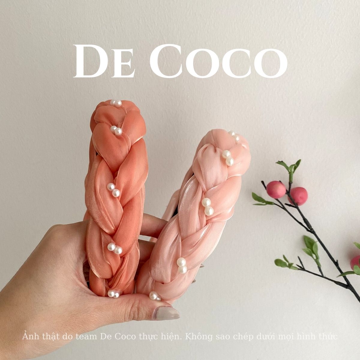 Mấn lụa tết, bờm tóc, cài tóc đính hạt trai Nomi De Coco