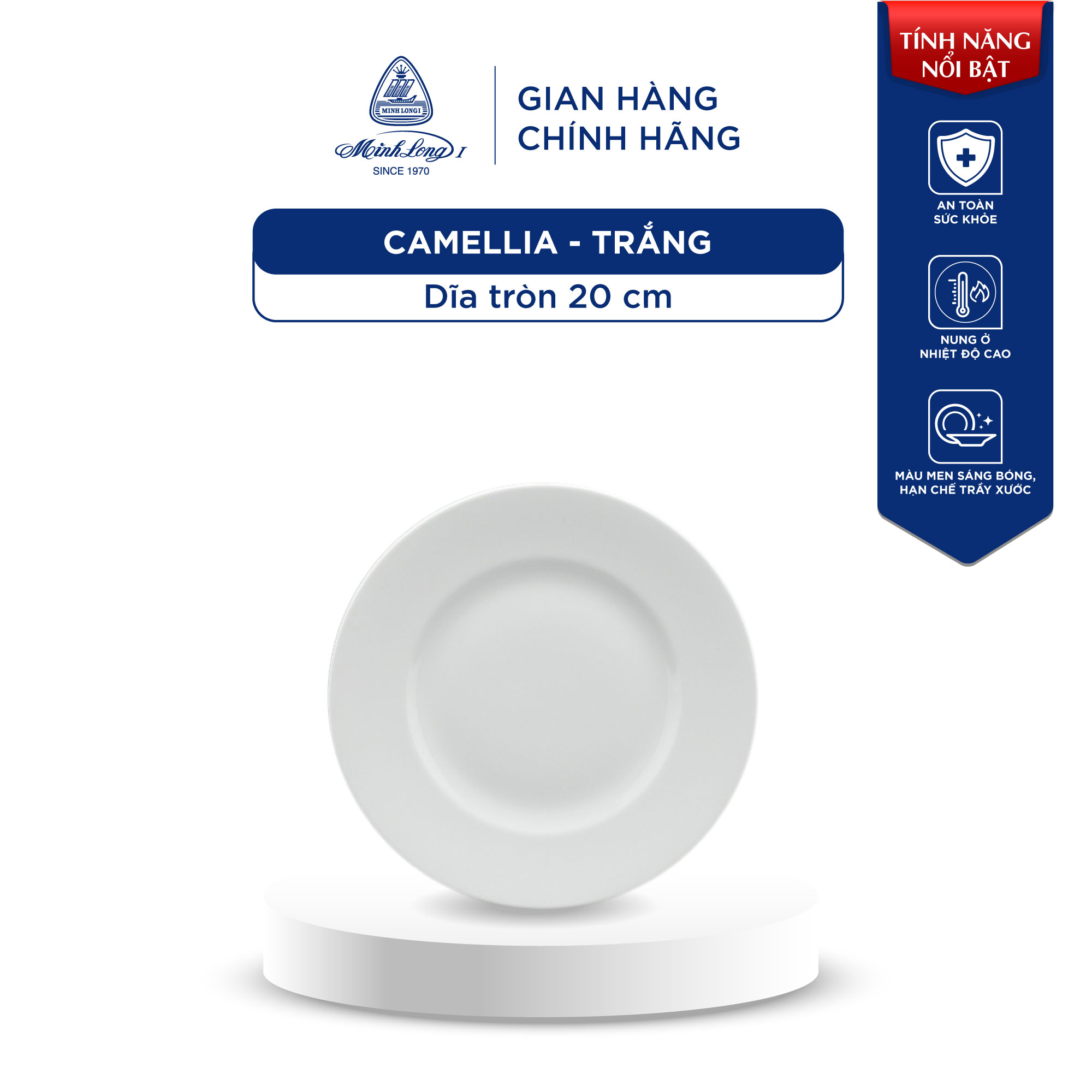 Tô, Chén, Dĩa Sứ Cao Cấp Minh Long - Camellia - Trắng