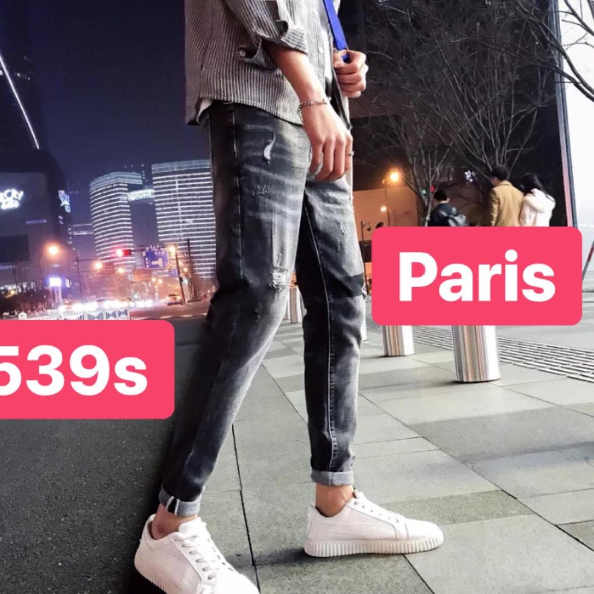QUẦN BAGGY JEAN NAM CHẤT BÒ XÁM WASH VẠCH ĐEN HOT NHẤT PR-539 CAO CẤP - PARIS FASHION MỚI