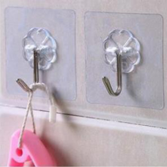 Set 2 móc dán tường trong suốt chịu lực tốt