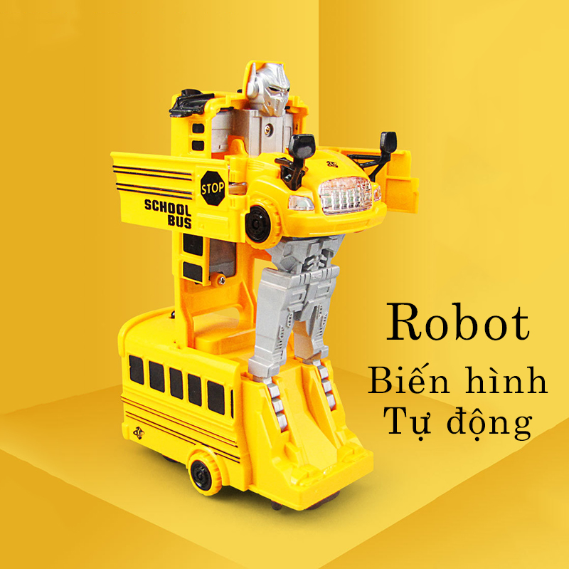 Đồ chơi trẻ em xe bus biến hình robot có nhạc và đèn