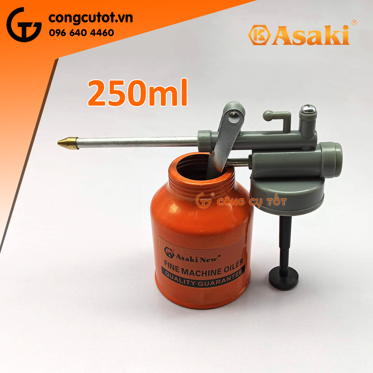Bình châm nhớt sắt Asaki AK-1050 250ml vòi thẳng