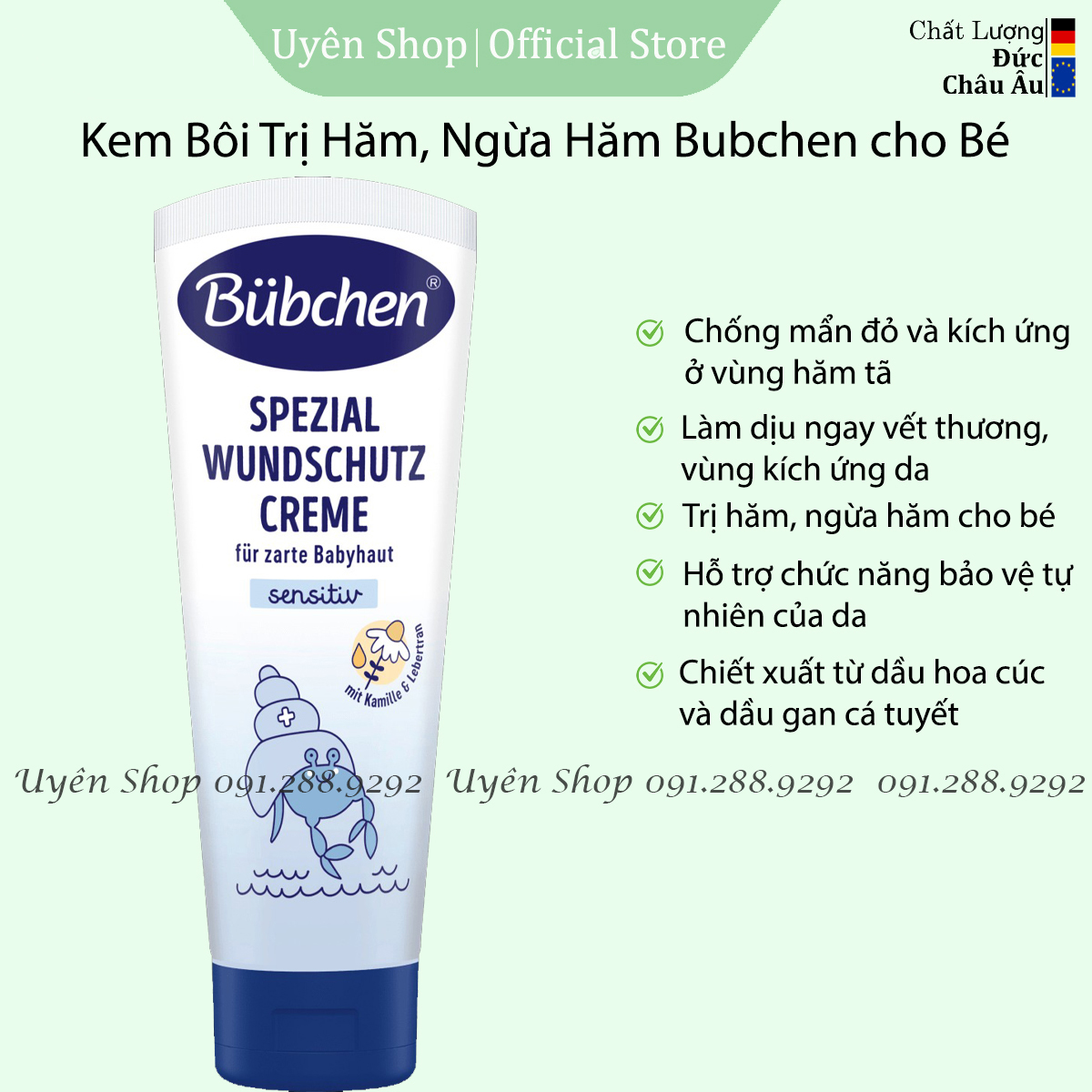 Kem Ngừa hăm Bubchen HÀNG ĐỨC, Ngừa Hăm Hiệu Quả, Làm Dịu Da bị Kích Ứng cho Trẻ Sơ Sinh, 75ml
