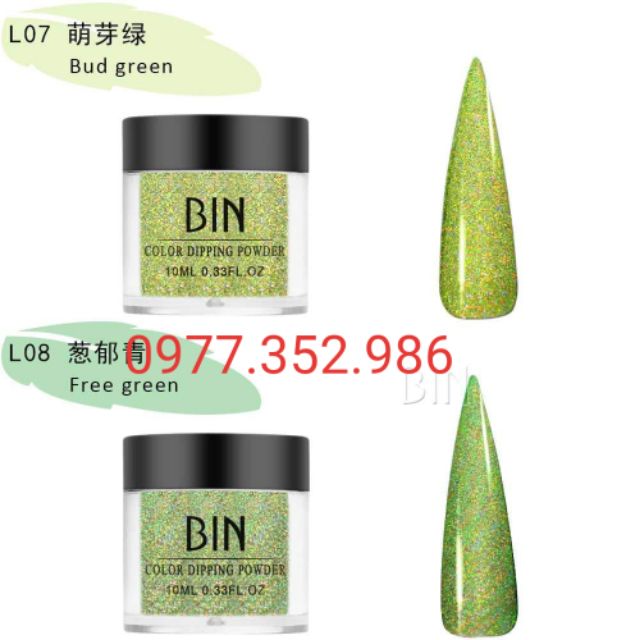 Lọ bột nhúng các màu nhũ thương hiệu Bin