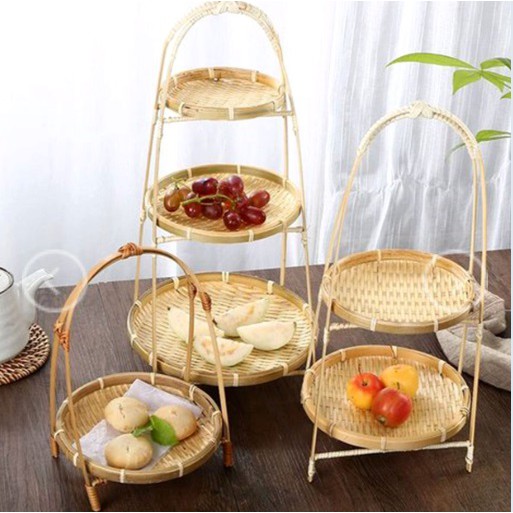 Mẹt tre tầng đựng đồ ăn hoặc trang trí