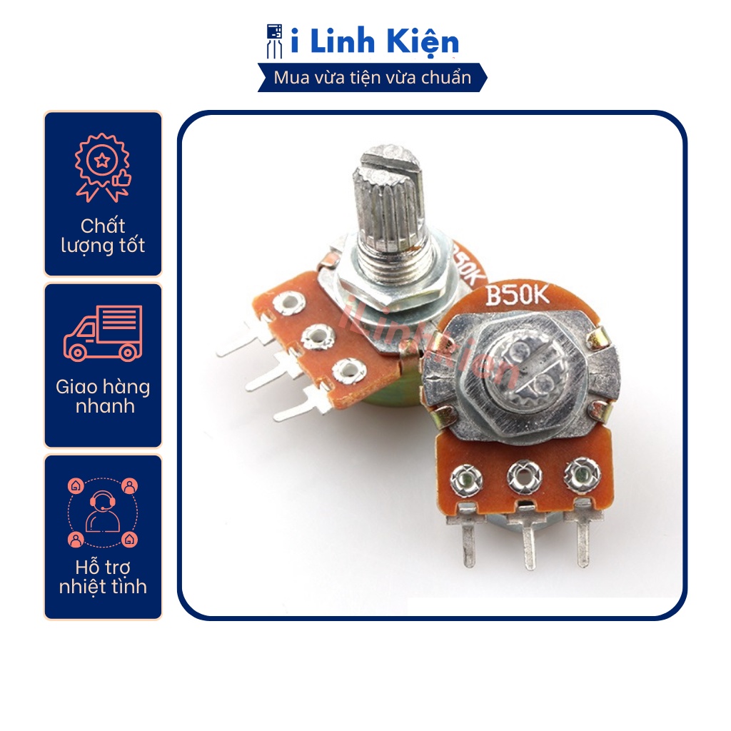Chiết áp đơn 50k wh148-b50k 15mm chất lượng tốt