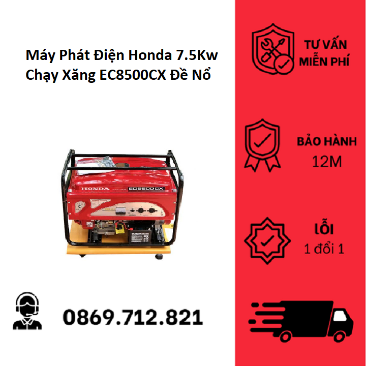 Máy phát điện honda 7.5kw chạy xăng ec8500cx đề nổ