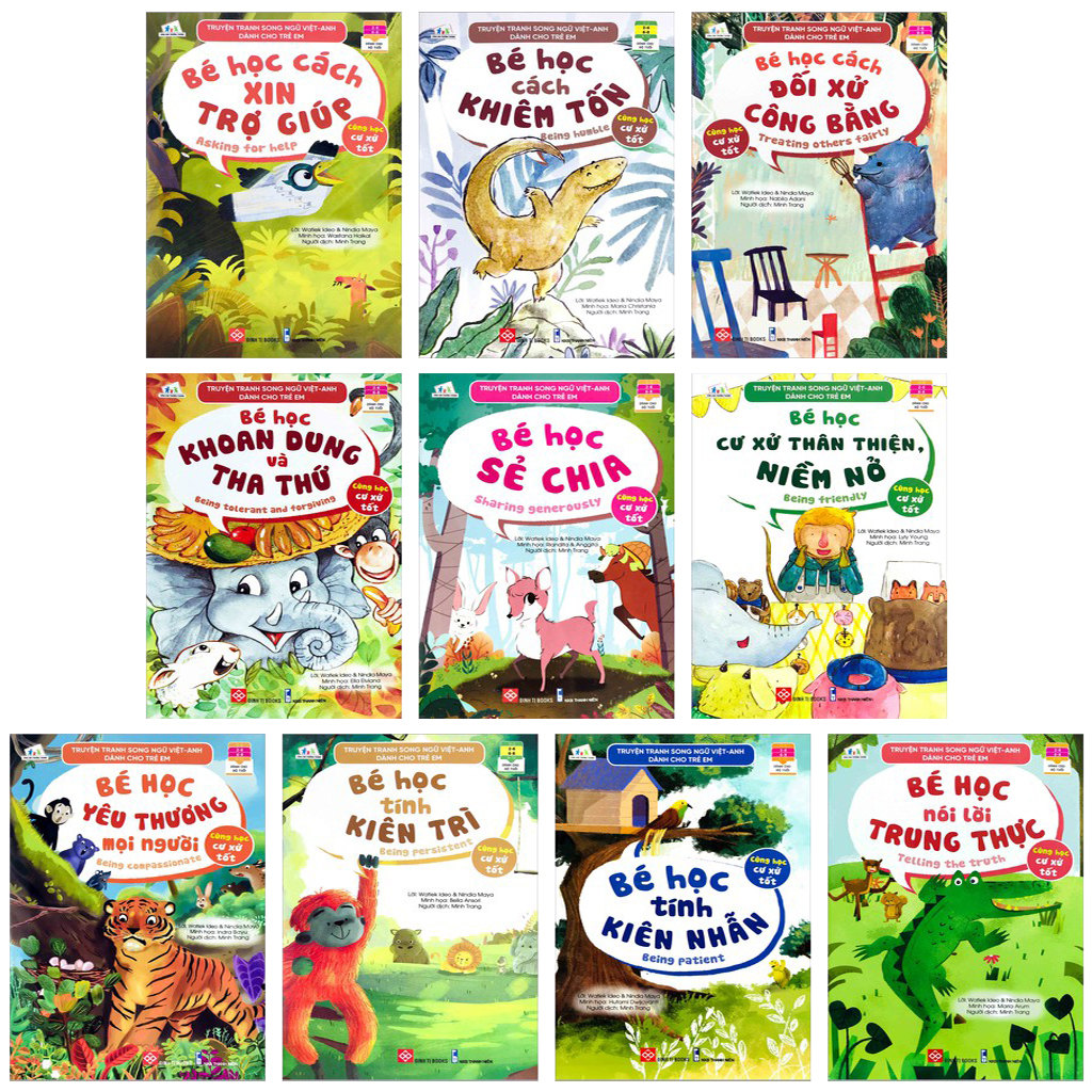 Combo set of 10 backup Vietnamese comic book-English good habit book for children