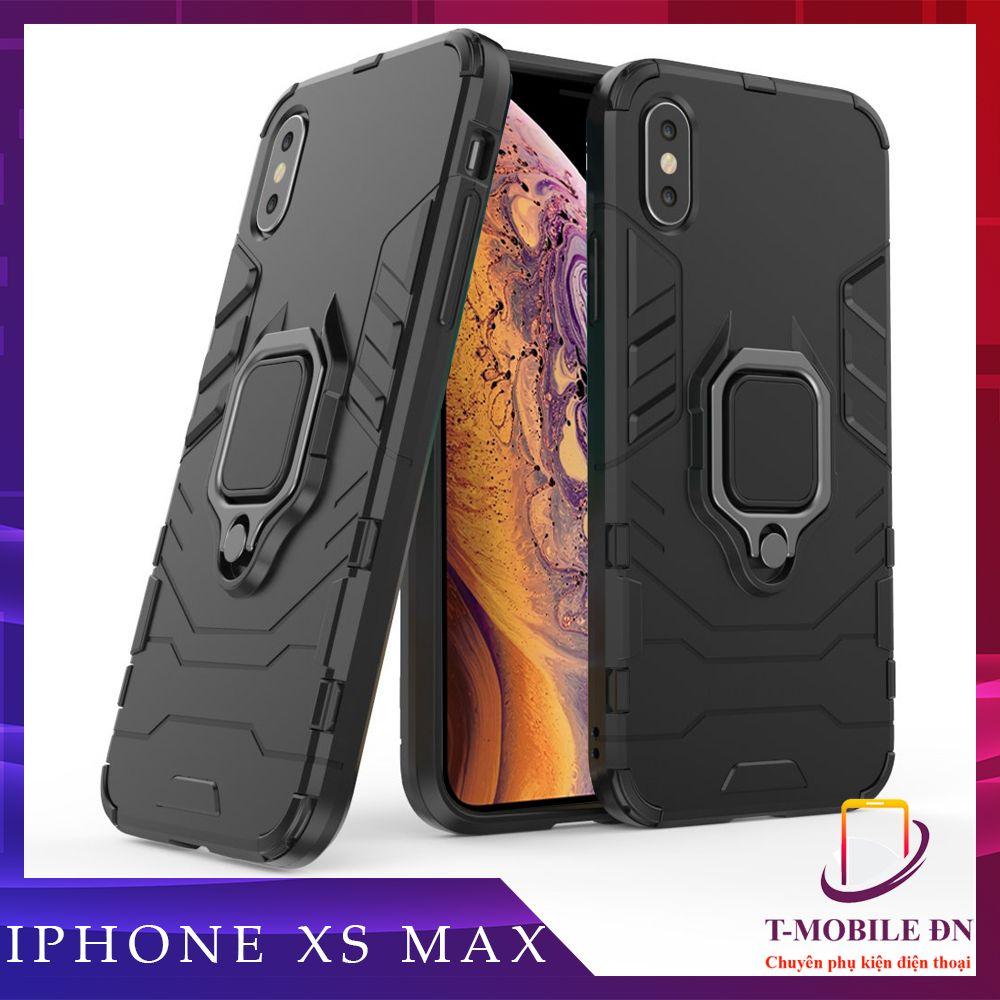 Ốp lưng dành cho iPhone XS Max chống sốc iron man kèm nhẫn ring chống xem video tiện lợi