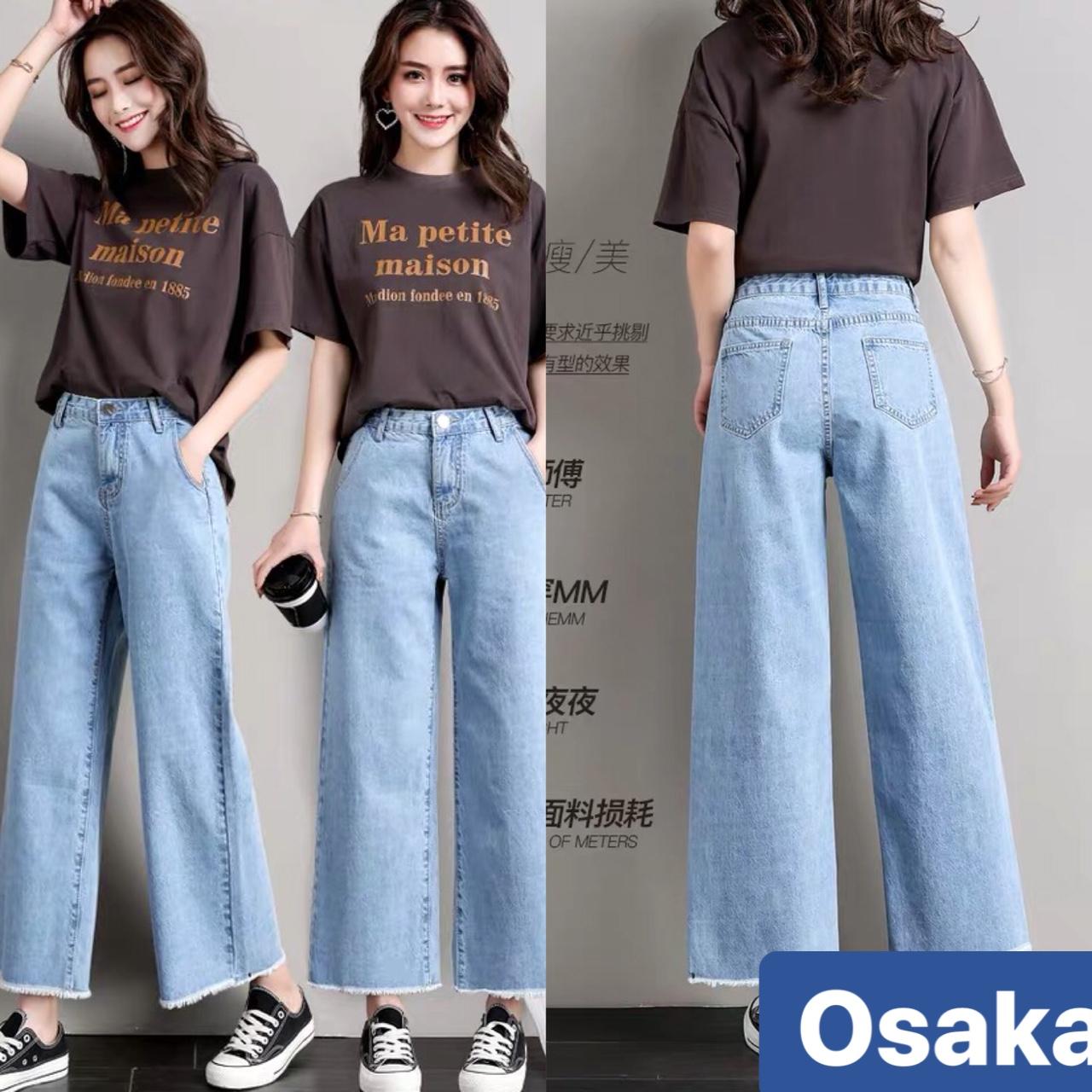 QUẦN JEAN NỮ XANH BIỂN CHẤT BÒ ỐNG LOE RỘNG LƯNG CAO NÂNG MÔNG TREND MỚI HIROSHIMA OK-6713 OSAKA FASHION