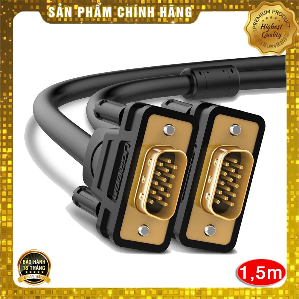 Cáp VGA 15 pin 2 đầu dương Ugreen VG101 dài từ 15m đến 30m chính hãng - HapuStore