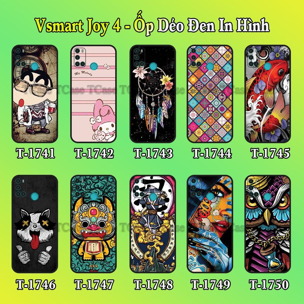 [HCM]Ốp lưng Vsmart Joy 4 dẻo đen in hình Nhiều Mẫu Phần C