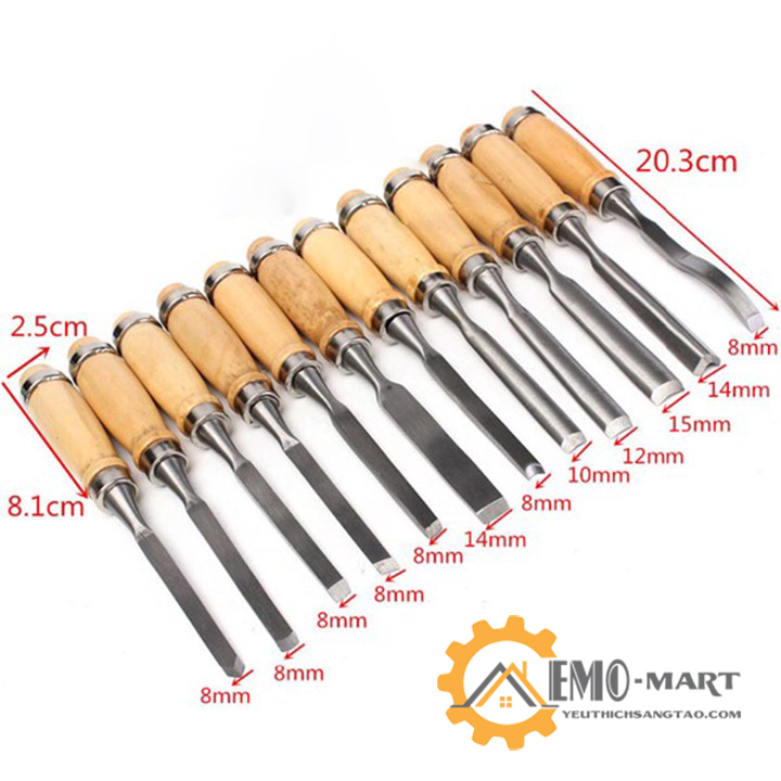 [FreeshipMAX] Bộ dụng cụ 12 cây đục, tiện gỗ cao cấp v2