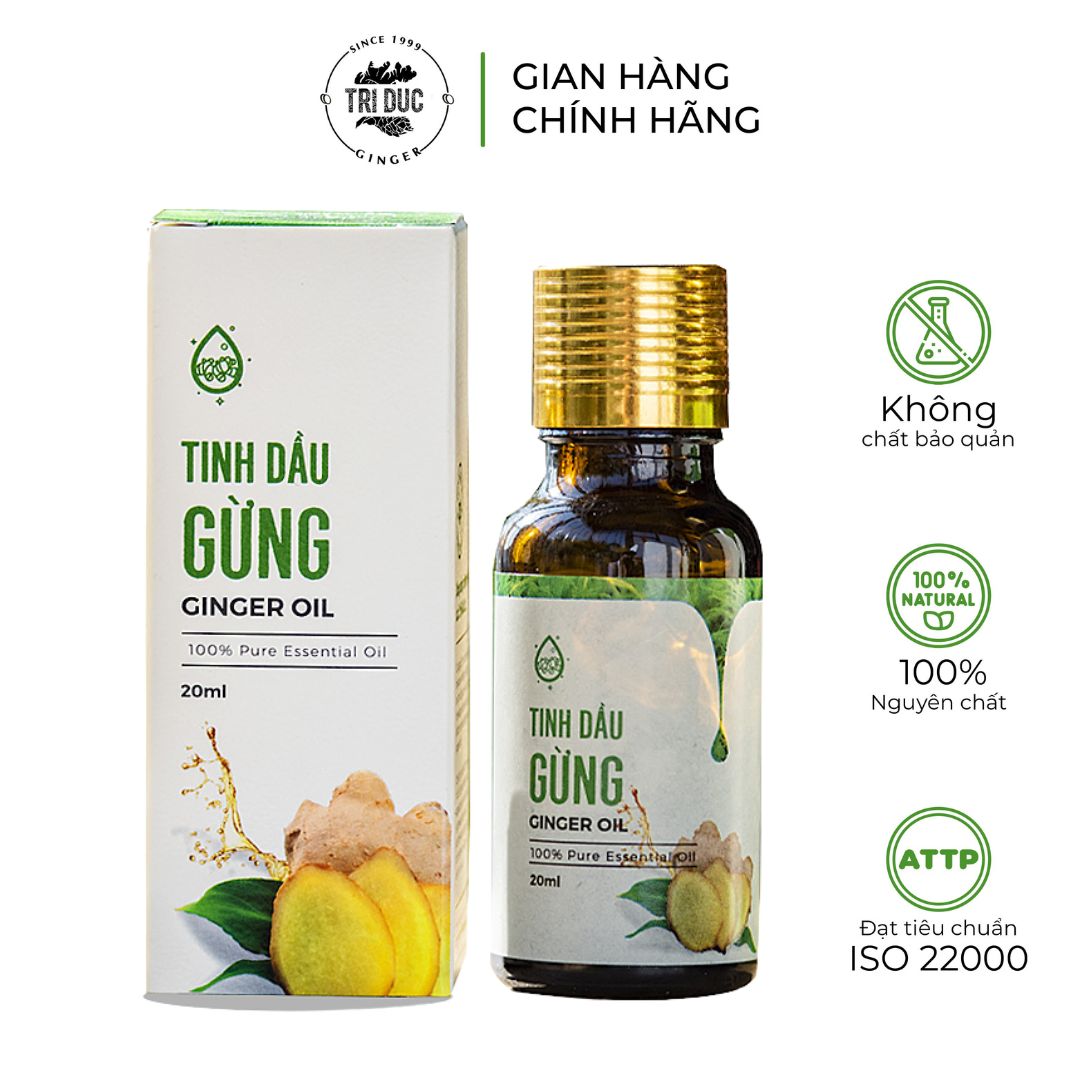Tinh Dầu Gừng Nguyên Chất Trí Đức 50ml/20ml/10ml, Tinh Dầu Gừng Massage Cơ Thể Hỗ Trợ Làm Sáng Da, Giảm Cân