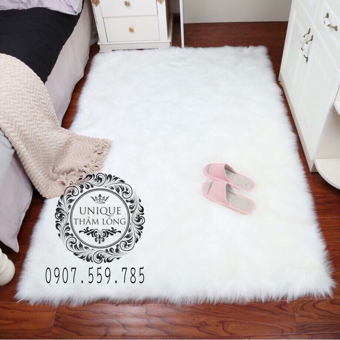 Thảm Lông Chụp Hình - Thảm Lông Trắng Cao Cấp