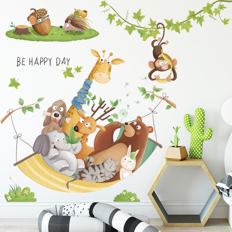 Decal dán tường thú ngôi võng
