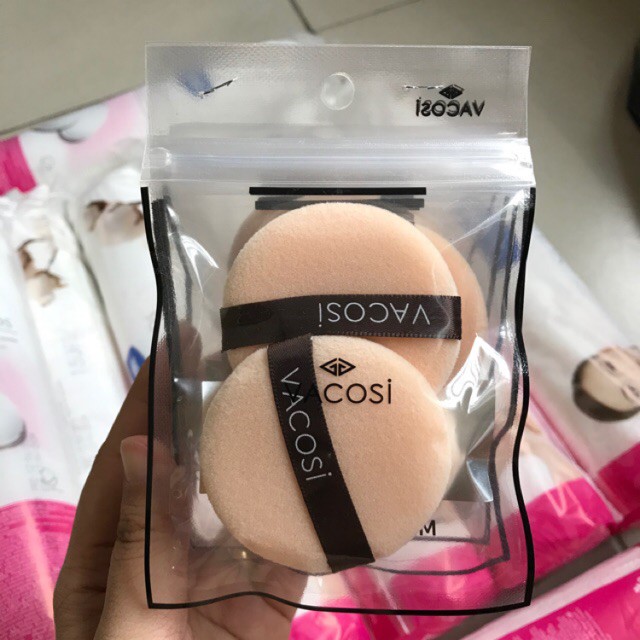 Bông phấn khô VACOSI tròn vuông bịch 2 cái