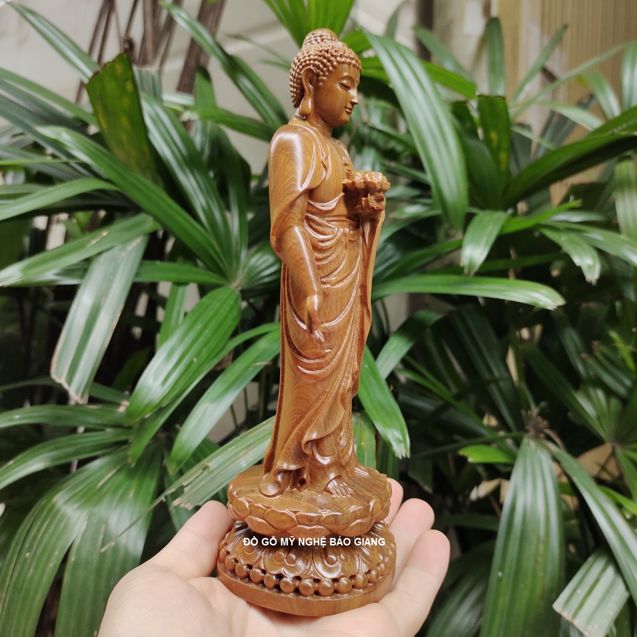 Tượng phật A Di Đà gỗ bách xanh cao 20 cm