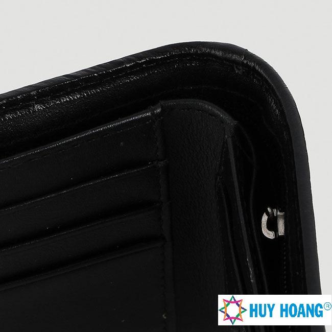 Bóp nam  da đà điểu da trơn màu đen HK2426