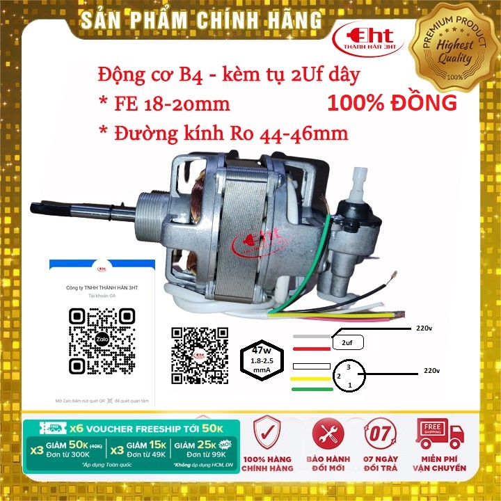 Moter Quạt điện B4 DÂY ĐỒNG 100% -3HT