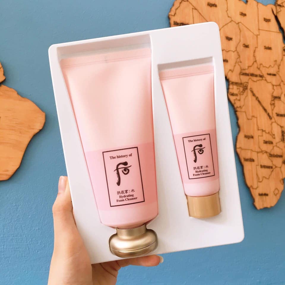 Set sữa rửa mặt sạch sâu không khô da đông y Whoo hồng Hydrating foam cleanser special set (tặng kèm tuýp 40ml)