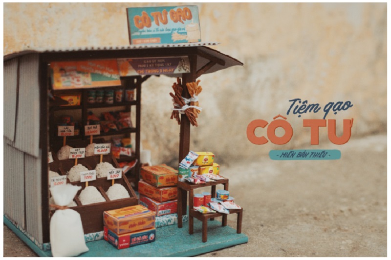 TIỆM GẠO TÝ HON AD06, MÔ HÌNH SÀI GÒN XƯA (tặng keo)