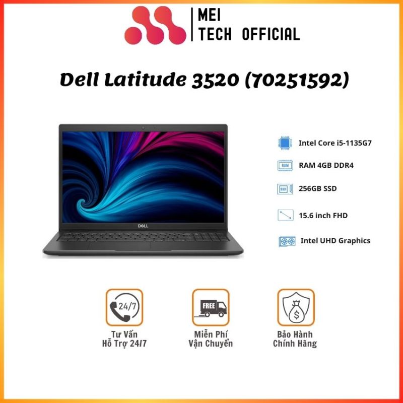 Bảng giá [Freeship] Laptop Dell Latitude 3520 (70251592)/ Intel Core i5-1135G7/ RAM 4GB/ 256GB SSD/ Intel Iris Xe Graphics/ 15.6 inch FHD/ 4 Cell/ Fredora/ 1Yr - MEI34 - Laptop Văn phòng, chính hãng Phong Vũ