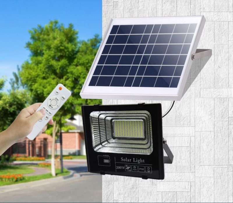 Đèn LED Năng Lượng Mặt Trời 200W - Đèn Pha Led Có Điều Khiển Từ Xa
