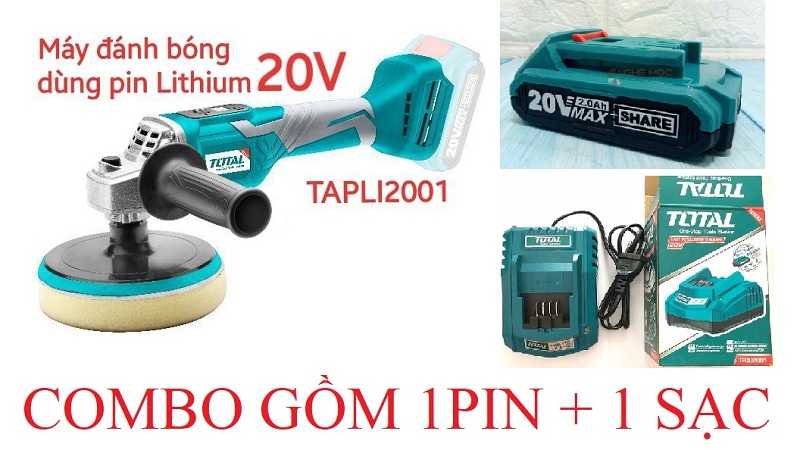 Máy đánh bóng dùng pin 20V Total TAPLI2001 kèm 1pin và 1sạc TAPLI2001-1PIN1SAC THIẾT BỊ LAO ĐỘNG