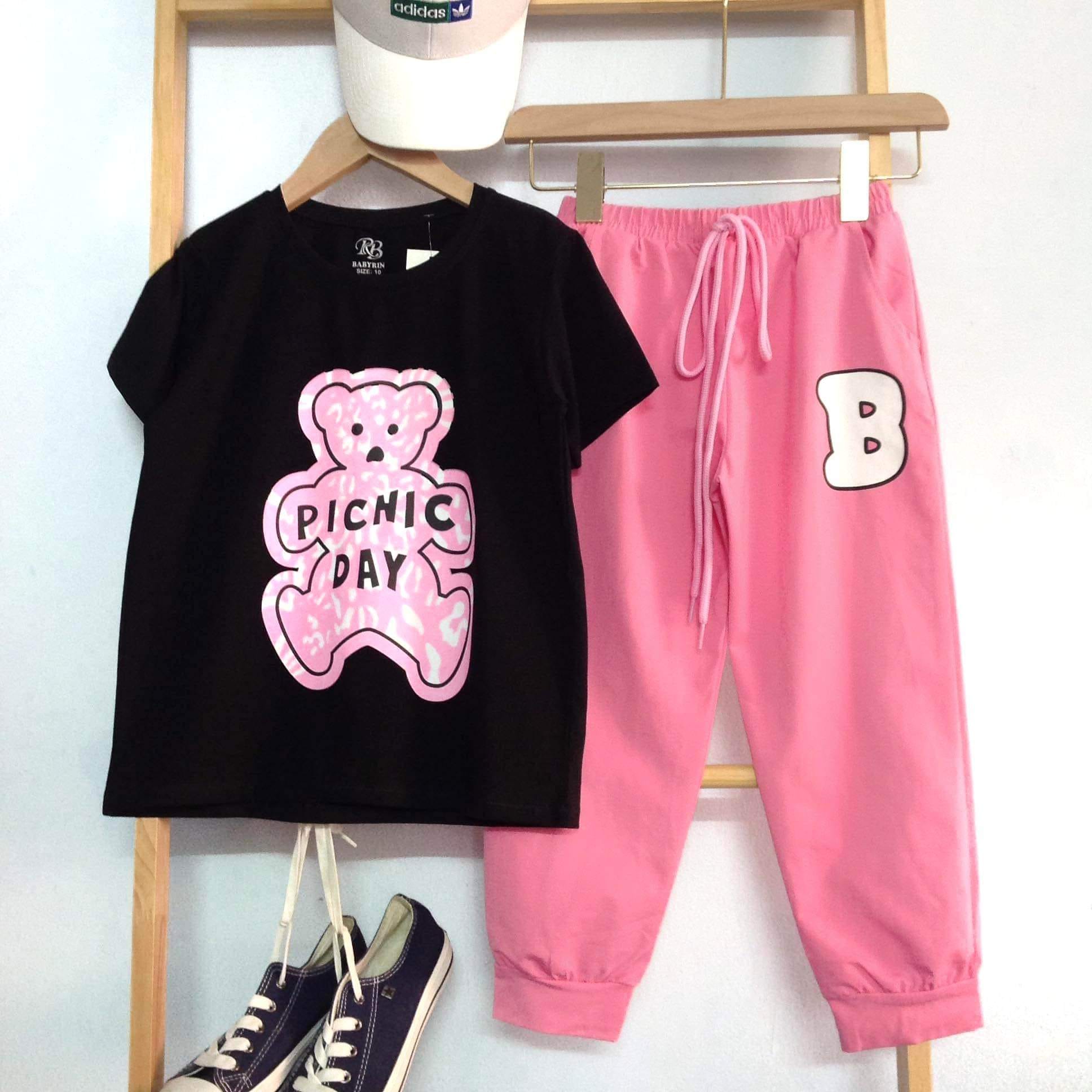 BỘ THUN HIP HOP BÉ GÁI HÌNH GẤU