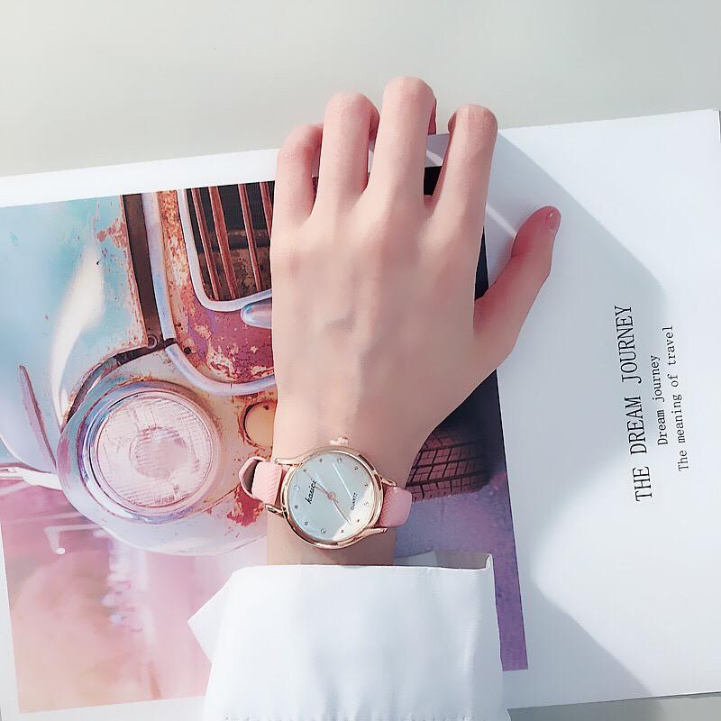 Đồng hồ thời trang nữ Kassigi mặt tròn dây da nhỏ xinh