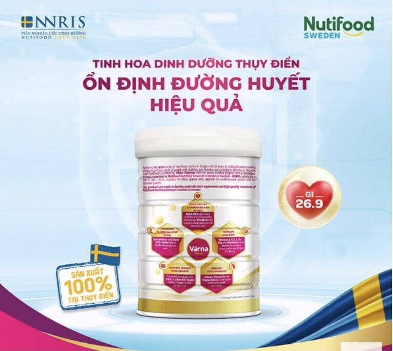 [Date T11/24][ FREESHIP MAX ] [ Combo 2 Lon ] Sữa bột  Nutifood Varna Diabetes Thực phẩm dinh dưỡng y học Värna Diabetes - Chỉ số đường huyết thấp nhất (GI = 26,9) (Lon 850g)