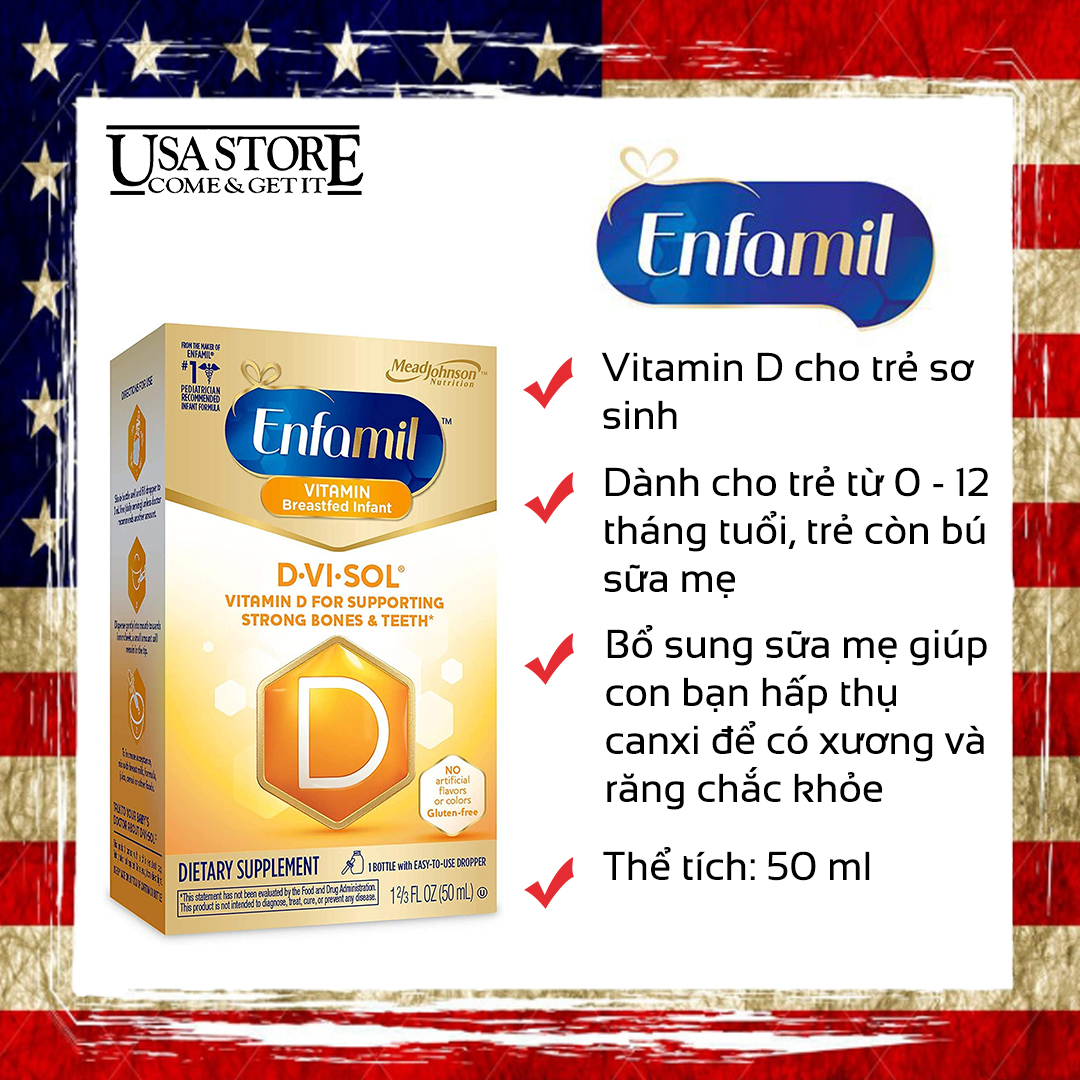 Vitamin D bổ sung cho trẻ sơ sinh Enfamil D (50ml)