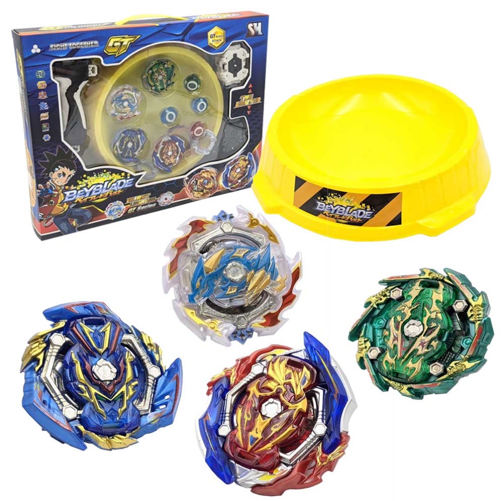 Bộ 4 Con quay BEYBLADE - 2 tay phóng - 1 sàn đấu - Con quay vòng xoay thần tốc