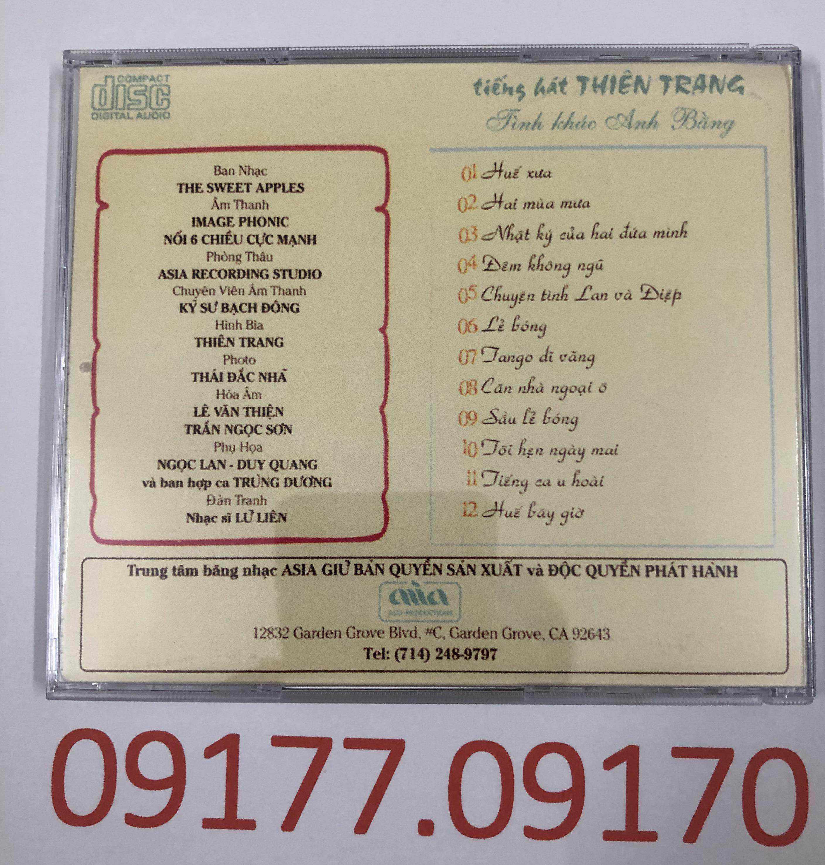 [HCM]CD Tiếng Hát Thiên Trang - TÌnh Khúc Anh Bằng