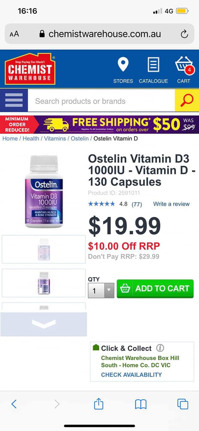 Vitamin D3 Ostelin 1000IU