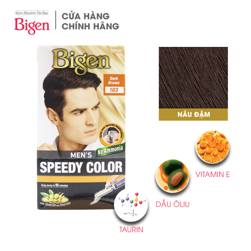 Thuốc nhuộm dưỡng tóc phủ bạc thảo dược Bigen Men Thương hiệu Nhật Bản 80ml dạng kem - Màu Nâu Đậm 103