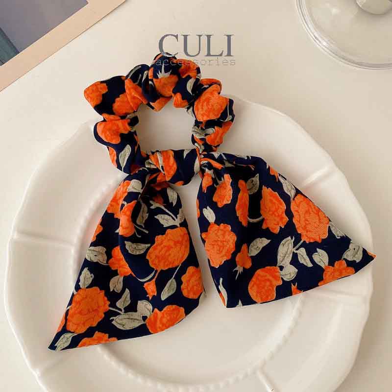 Cột tóc, dây buộc tóc vải nơ hoa phong cách vintage
