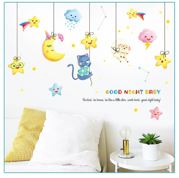 Decal dán tường thỏ yêu trăng 2