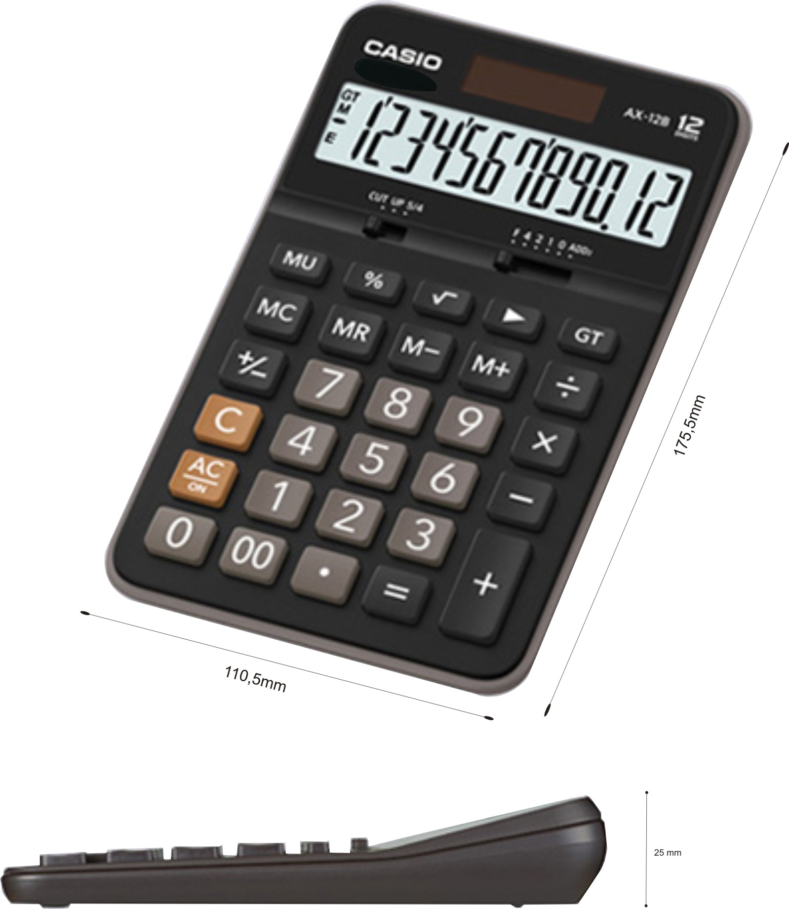 [HCM]Máy tính  văn phòng 12 số Casio AX-12B (Đen)