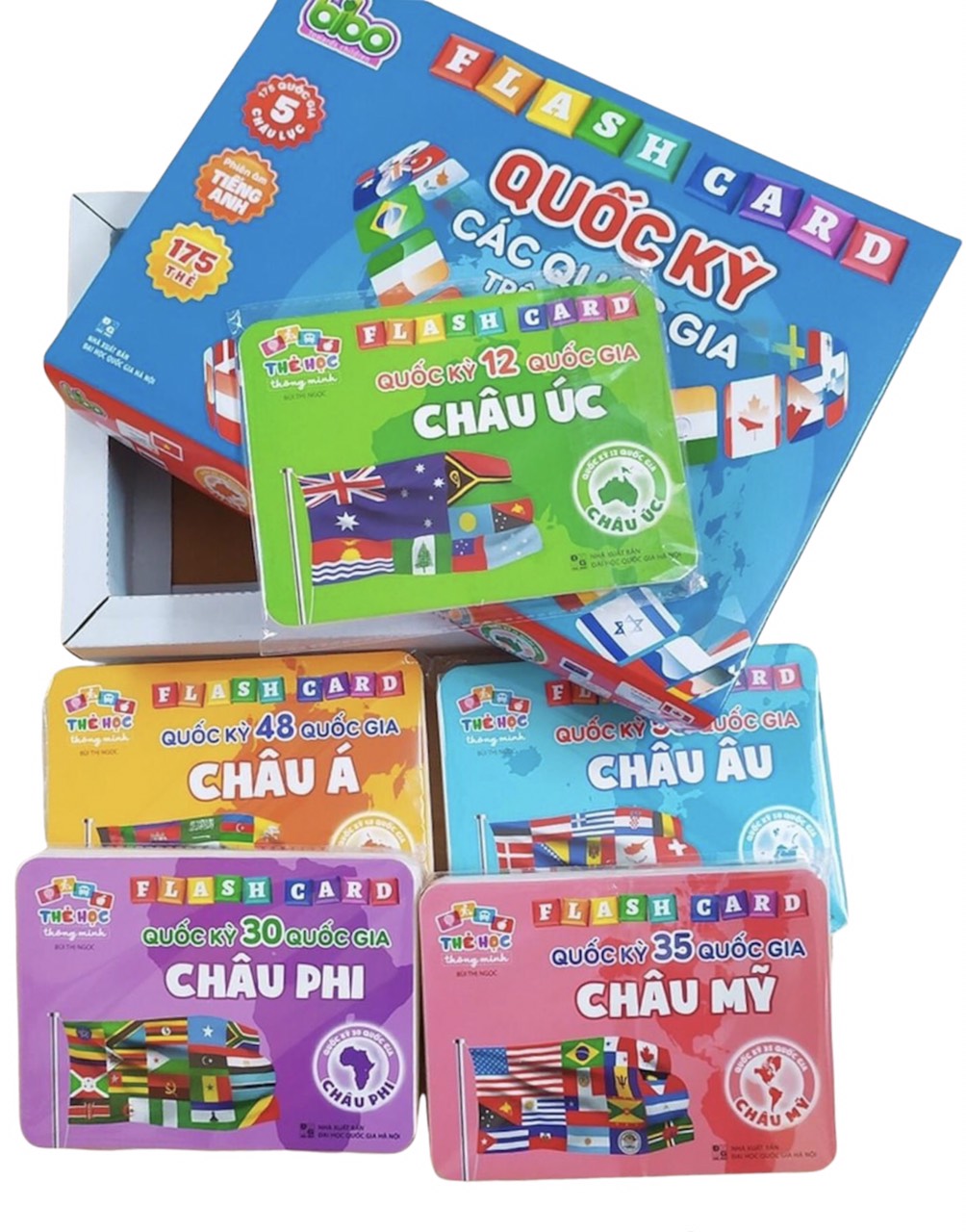 Thẻ học thông minh ,trọn bộ 175 thẻ quốc kì các nước 5 châu lục cho bé học tập và khám phá thế giới
