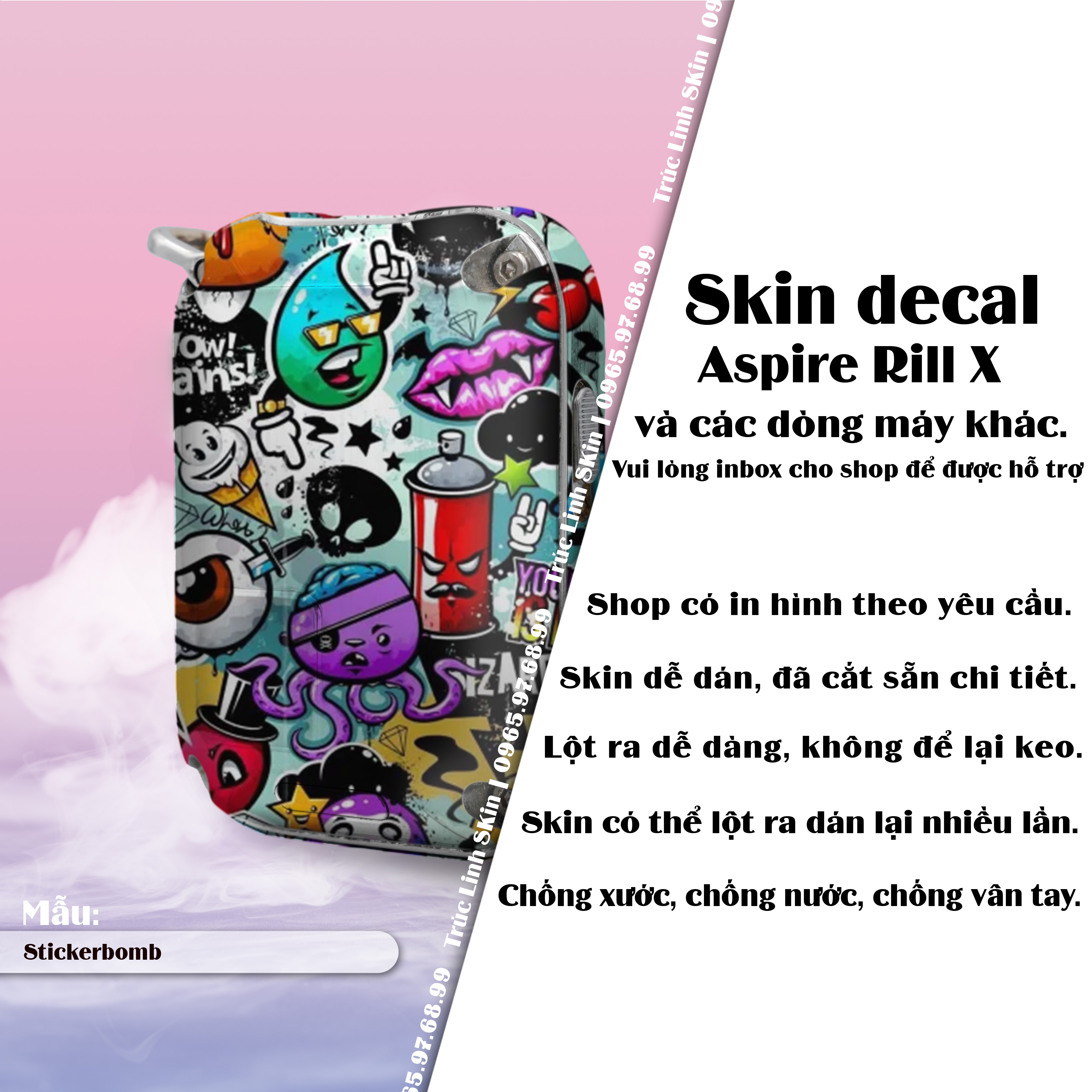 Miếng dán skin cho Riil X mẫu Stickerbombgraffiti