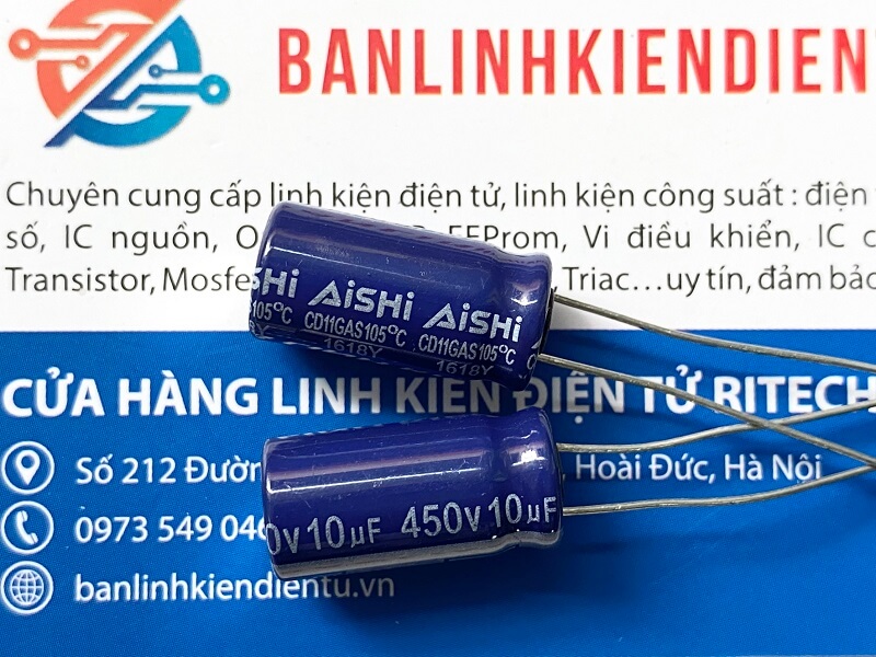 [ Combo 20 chiếc ] Tụ hóa AiSHi 10uF 450V 10x20mm