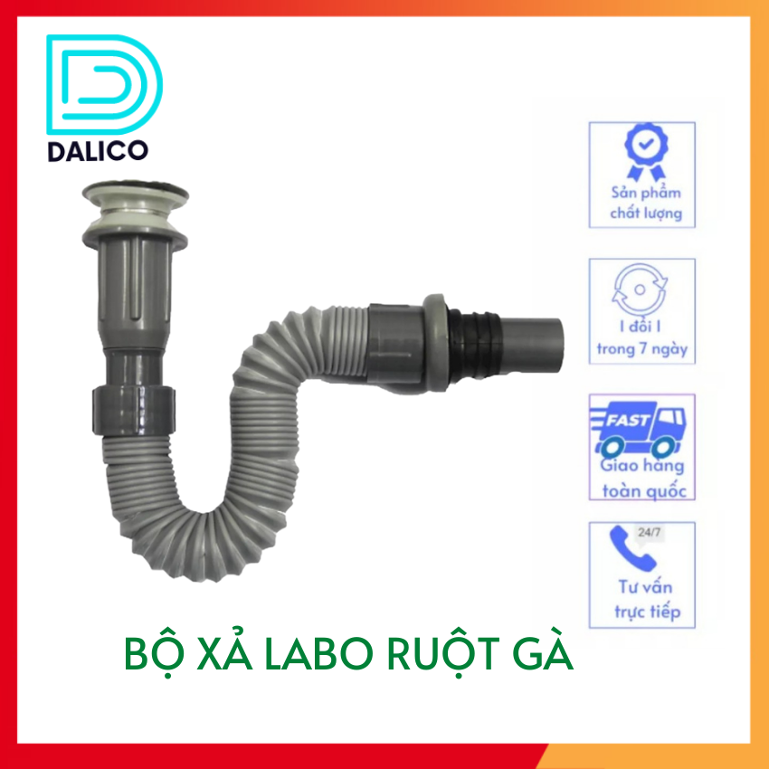 Xả lavabo ruột gà cao cấp (xả nhấn) - DALICO