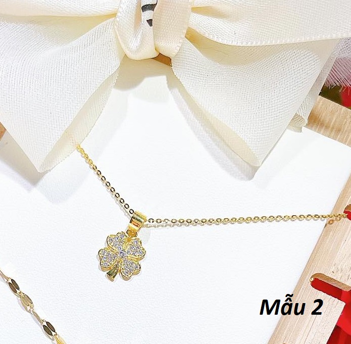 [Hoàn tiền 20%] Dây chuyền nữ vàng tây mặt cỏ 4 lá MS54d