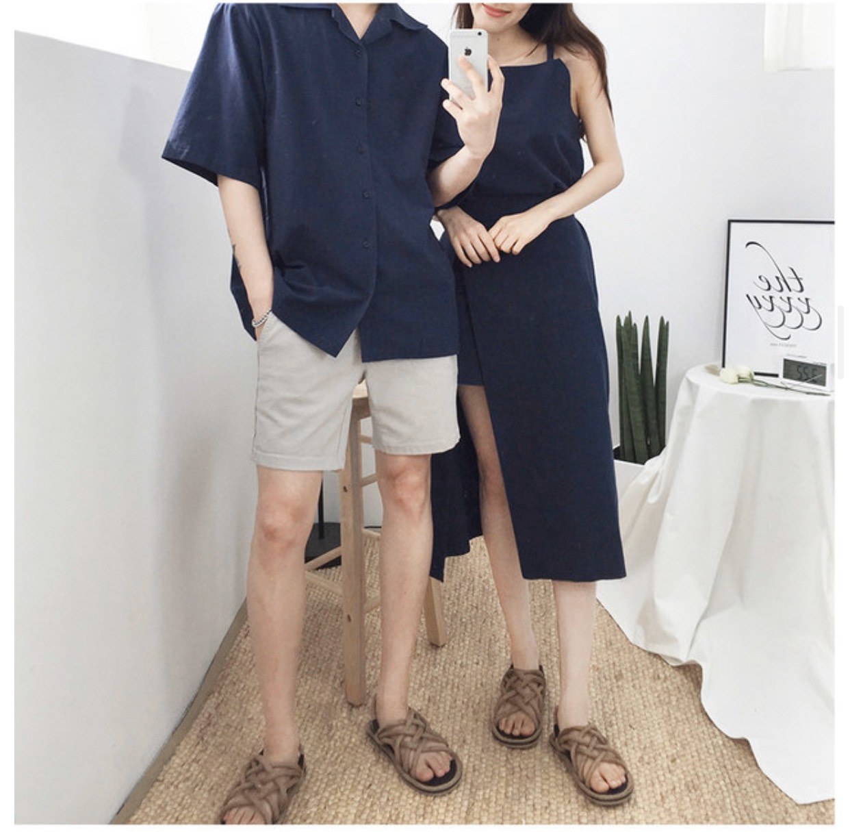 [HCM]đồ đôi-áo sơ mi nam+đầm nữ vải đẹp