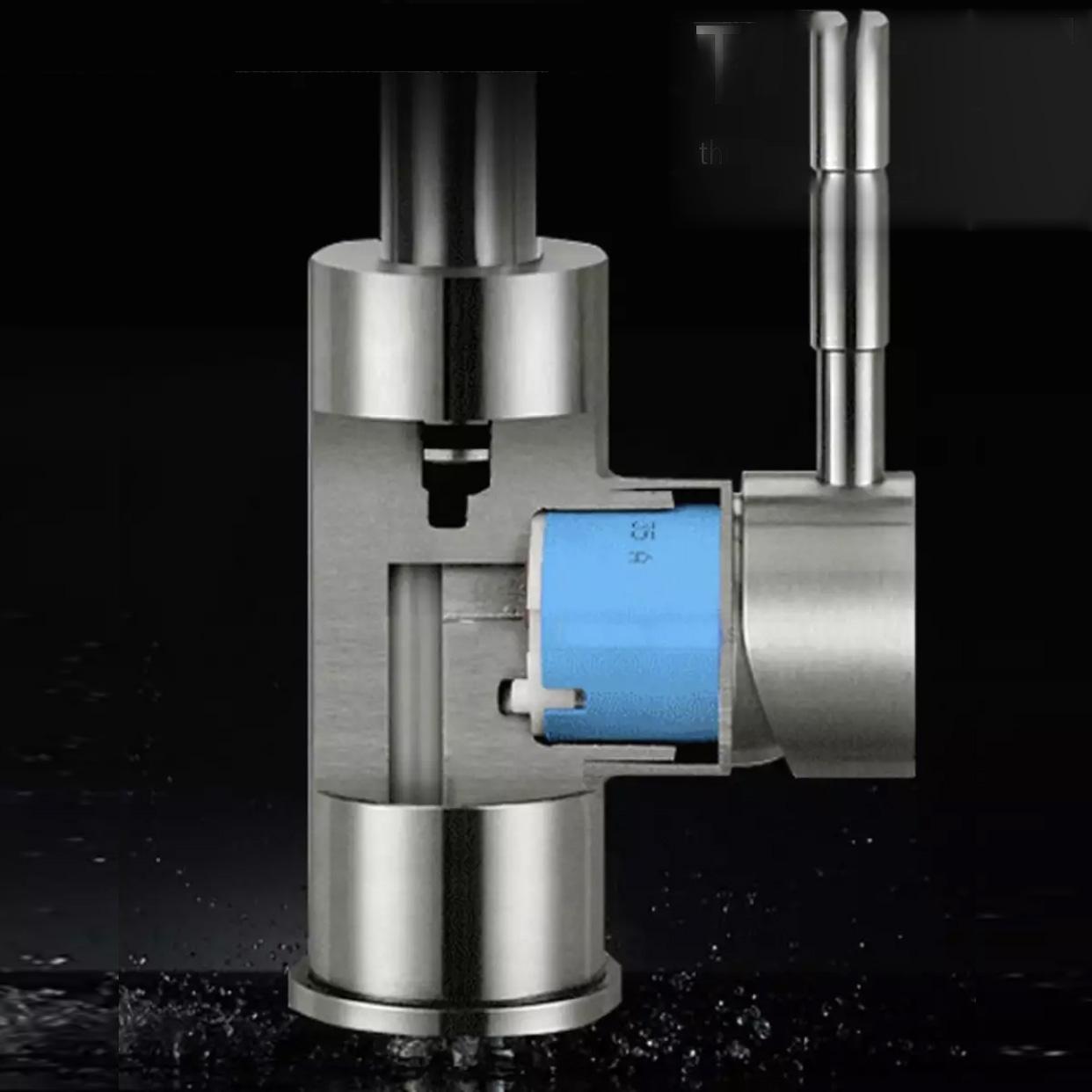 Vòi chậu rửa bát nóng lạnh inox 304