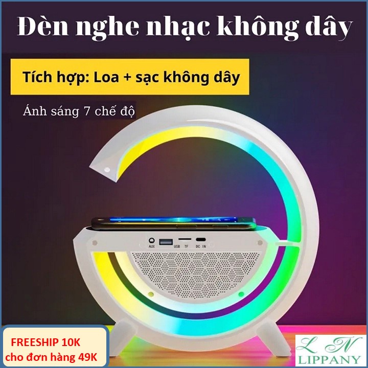 Bluetooth speaker with built-in LED and wireless charging for music or audio, 7-mode light wireless music playing